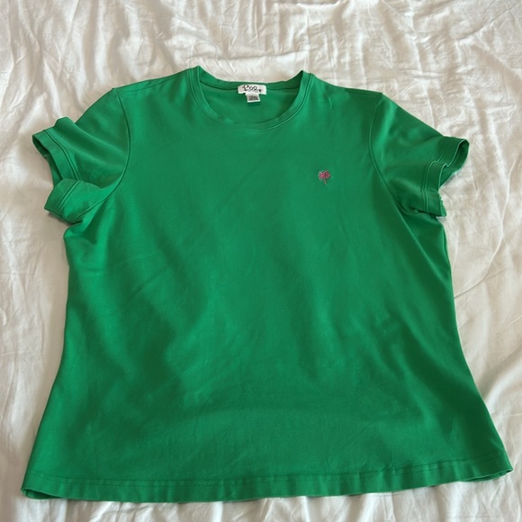 Lilly Pulitzer Vintage White Label Kelly Green Top, Embroidered Palm, Women’s XL - Picture 7 of 17